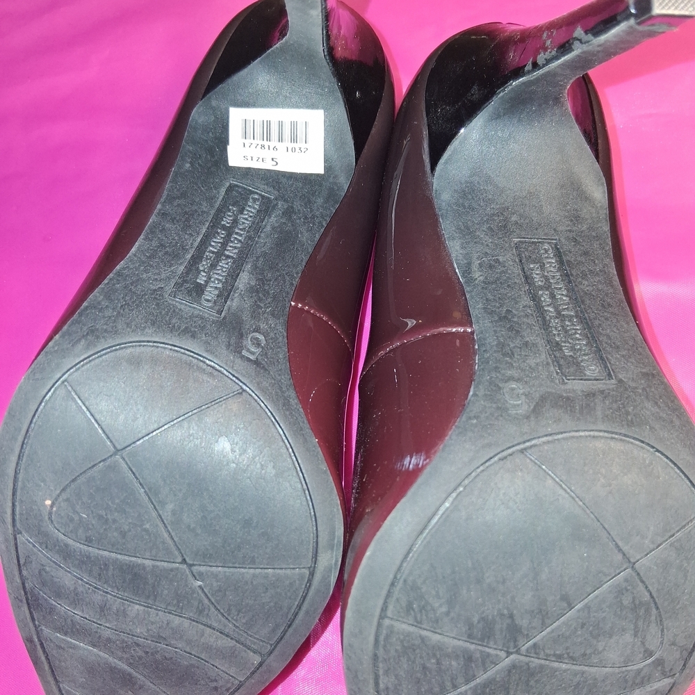 Christian Siriano Burgundy and Black Heels - Picture 6 of 8